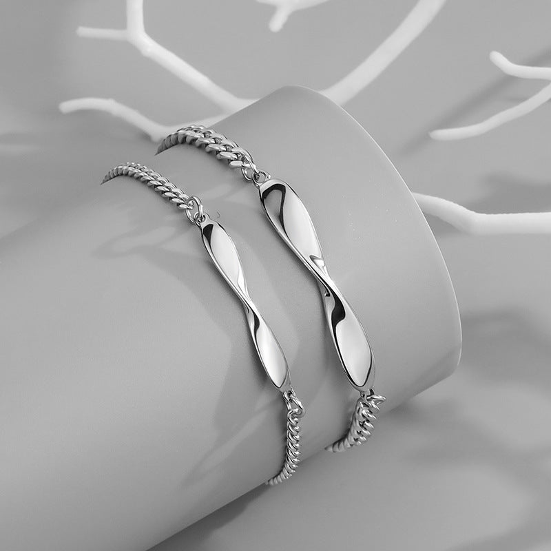Unity Twist – Matching Silver Plated Couple Bracelets