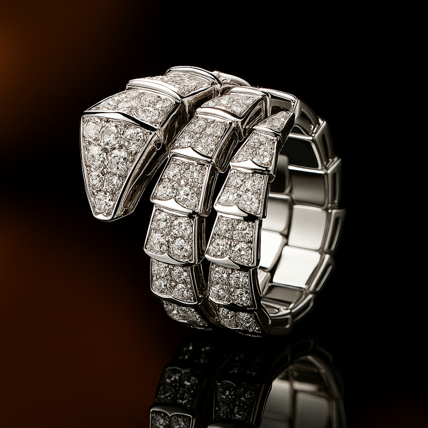 Eternal Serpent – Sterling Silver Couple Rings with Pavé Crystals
