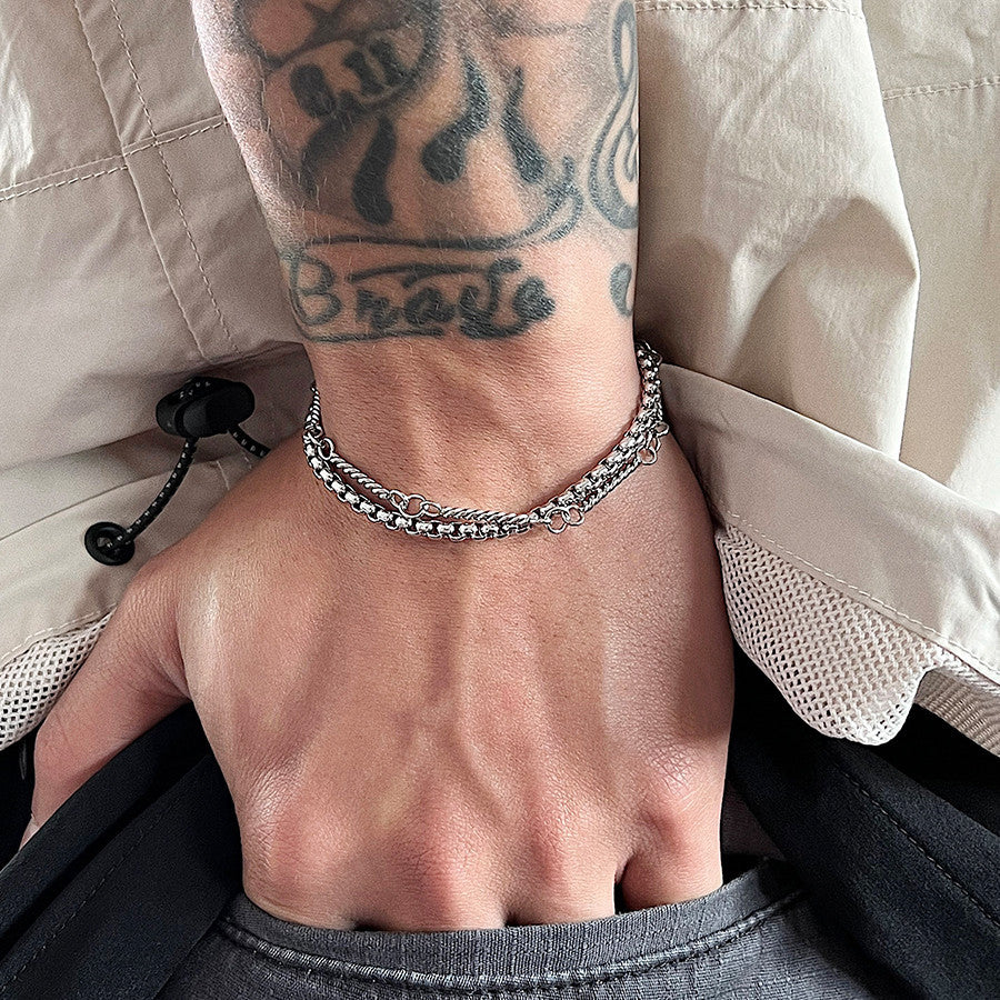 Ironclad Dual – Silver-Plated Double Layer Men’s Bracelet