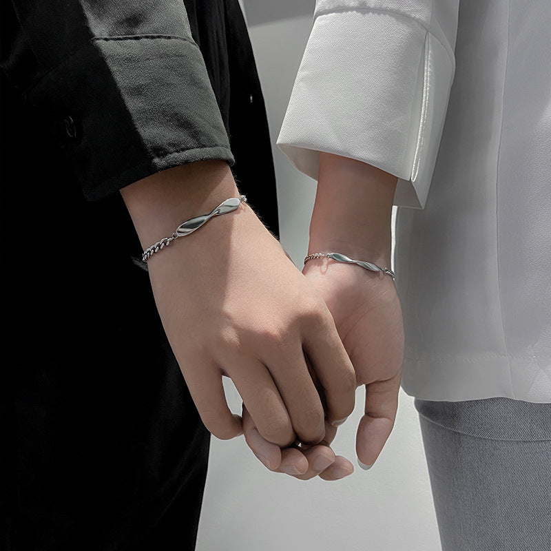Unity Twist – Matching Silver Plated Couple Bracelets