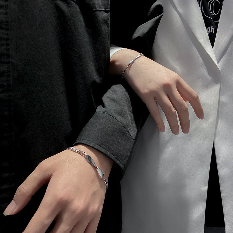 Unity Twist – Matching Silver Plated Couple Bracelets