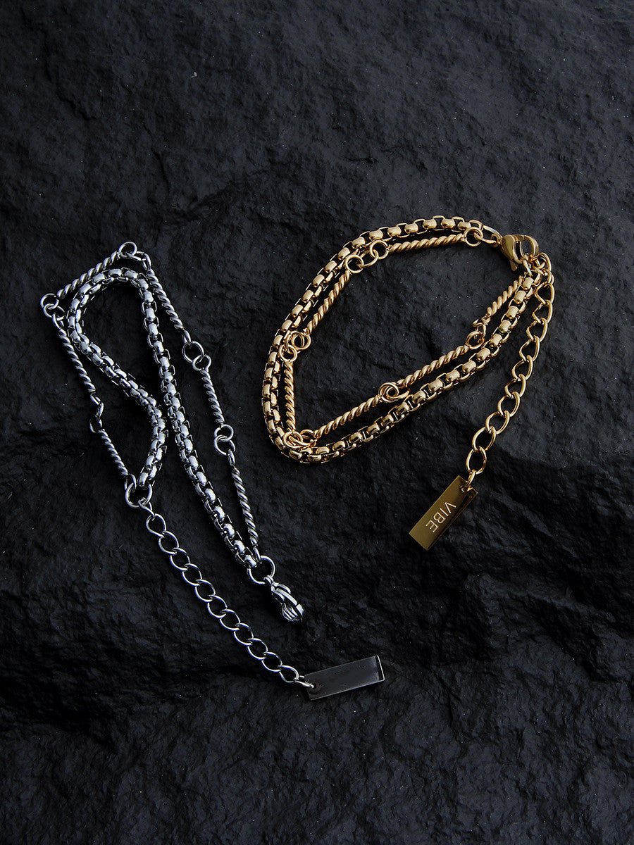 Ironclad Dual – Silver-Plated Double Layer Men’s Bracelet