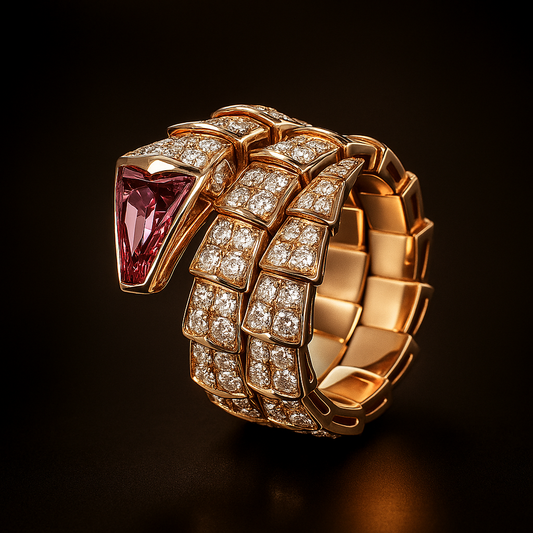 Eternal Serpent – Sterling Silver Couple Rings with Pavé Crystals