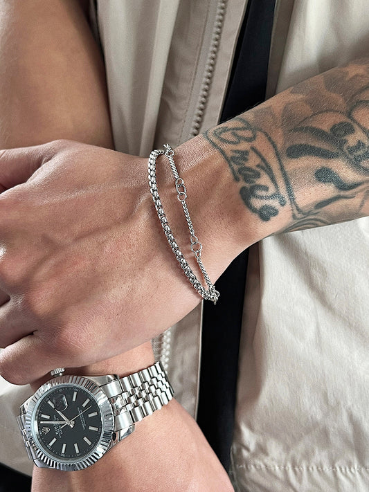 Ironclad Dual – Silver-Plated Double Layer Men’s Bracelet